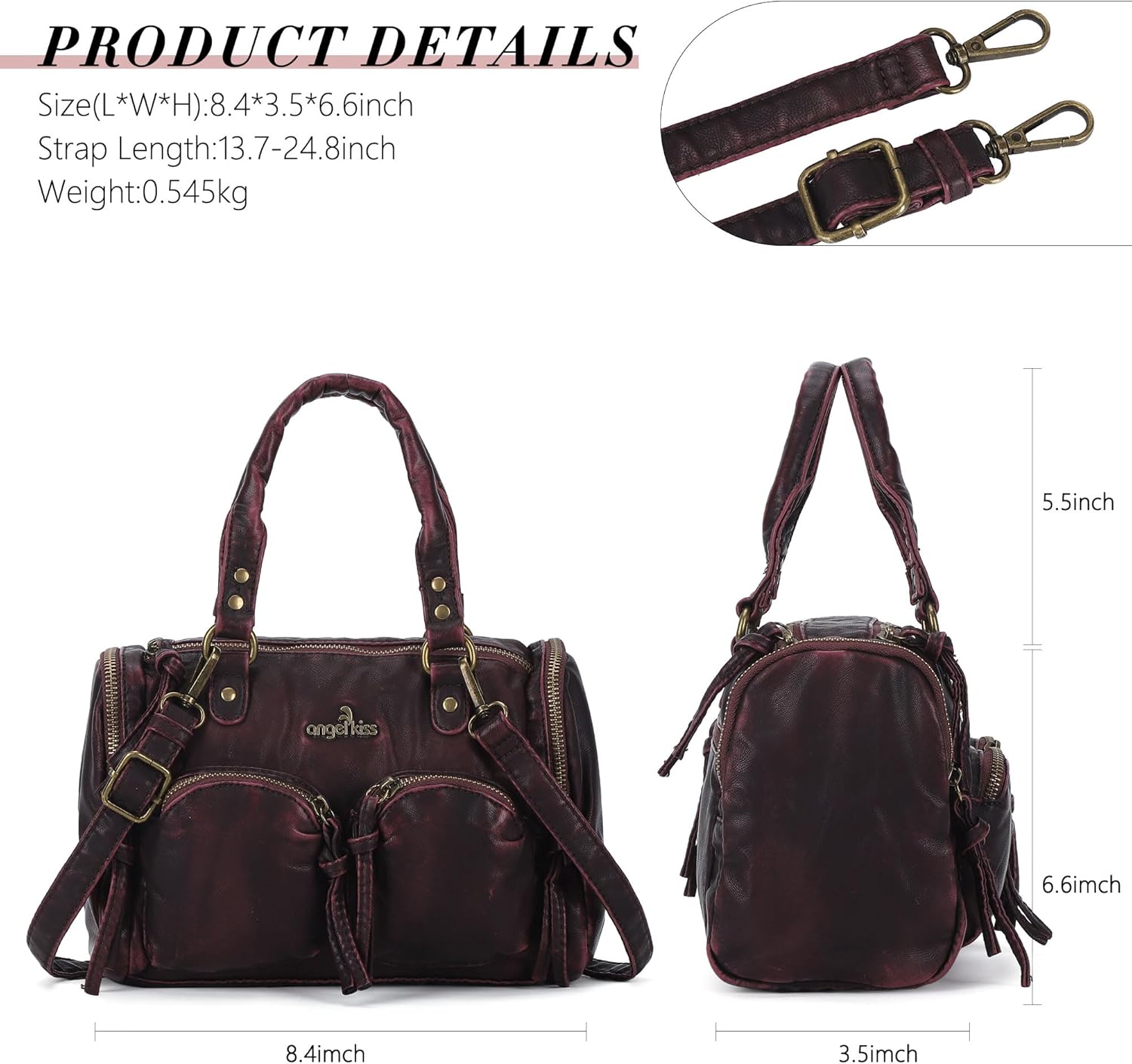 Anglekiss Small Hobo Crossbody Bags for Women Satchel Shoulder Purses and Handbags Soft Vegan Leather Hobo Purses for Women - Image 4