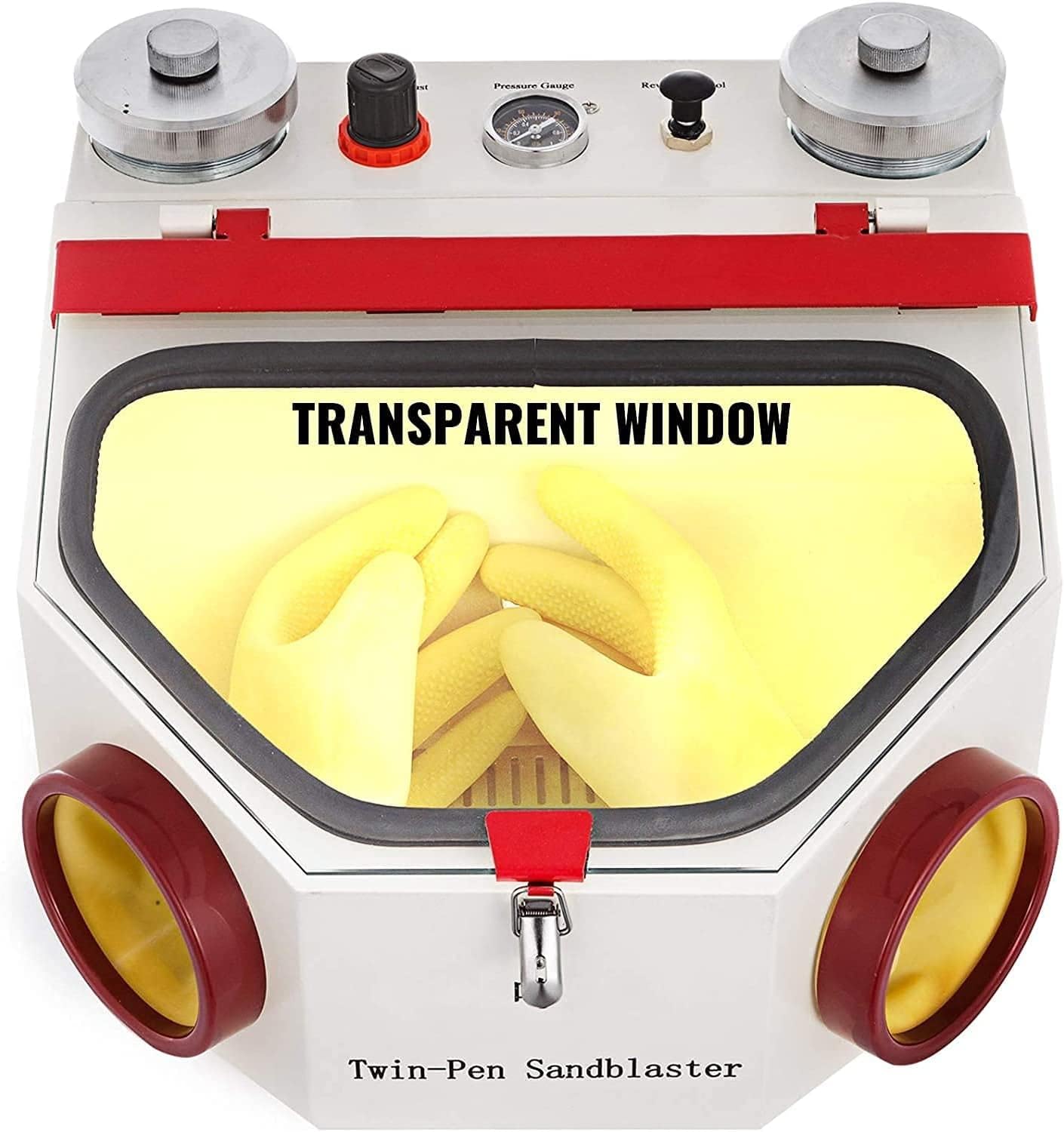 50W Twin Double Pen Fine Sandblaster Lab Equipment Sand Blaster Unit with LED Lamp（Metal Bottles）