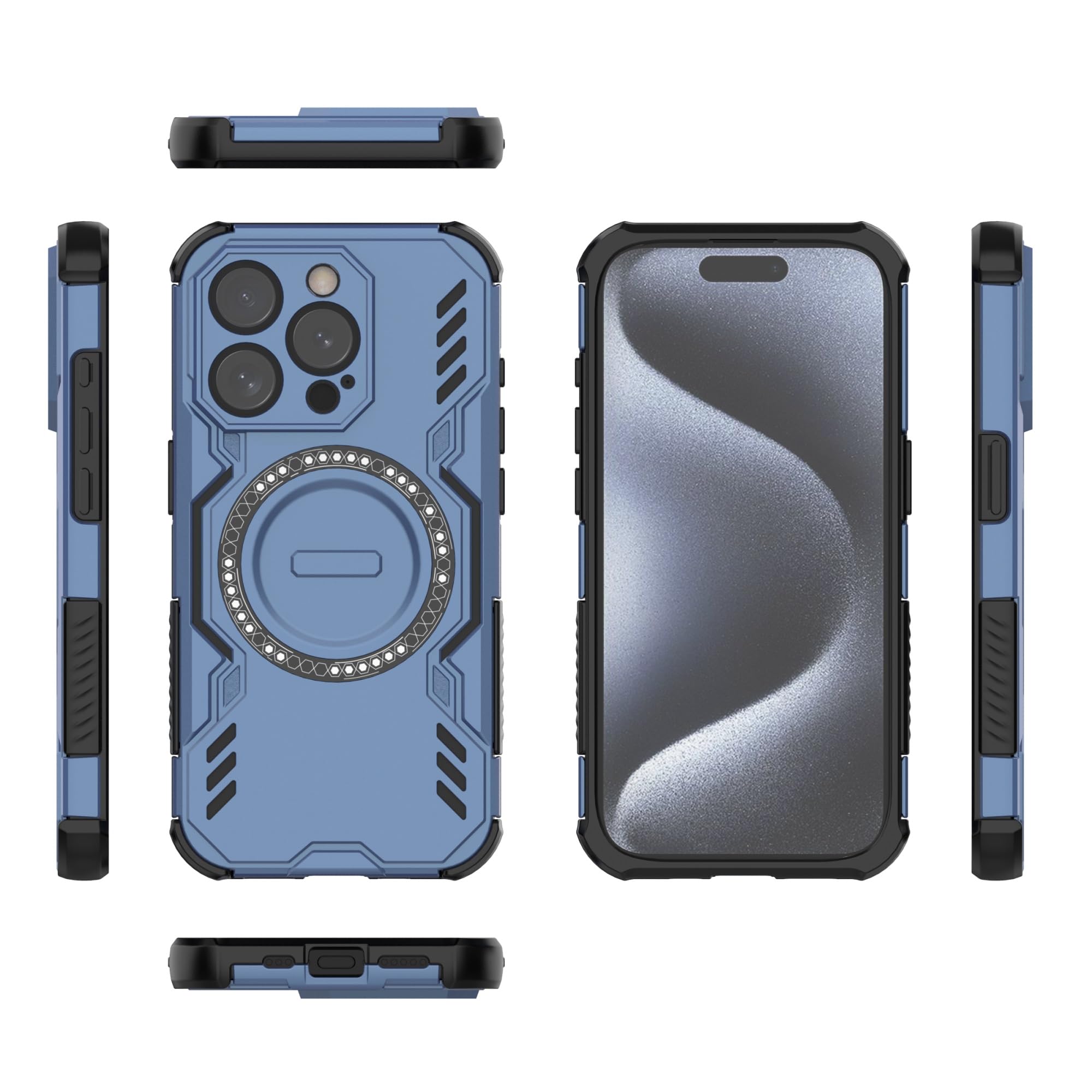 Coque iPhone 15 Pro antichoc et fine, protection intégrale robuste compatible induction bleu
