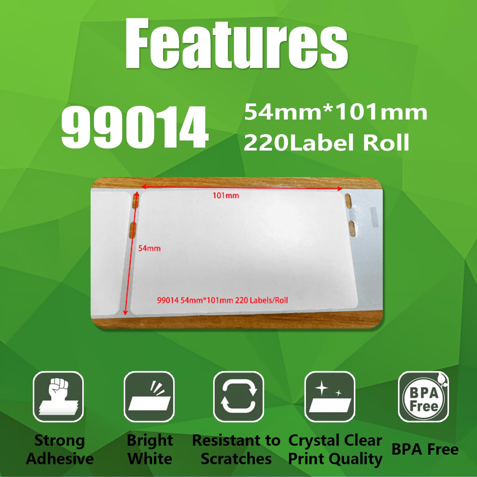 Printing Pleasure 20 x 99014 Rotoli Etichette adesive compatibile per Dymo LabelWriter & Seiko Stampante per Etichette | 54mm x 101mm | 220 Etichetta per Rotolo