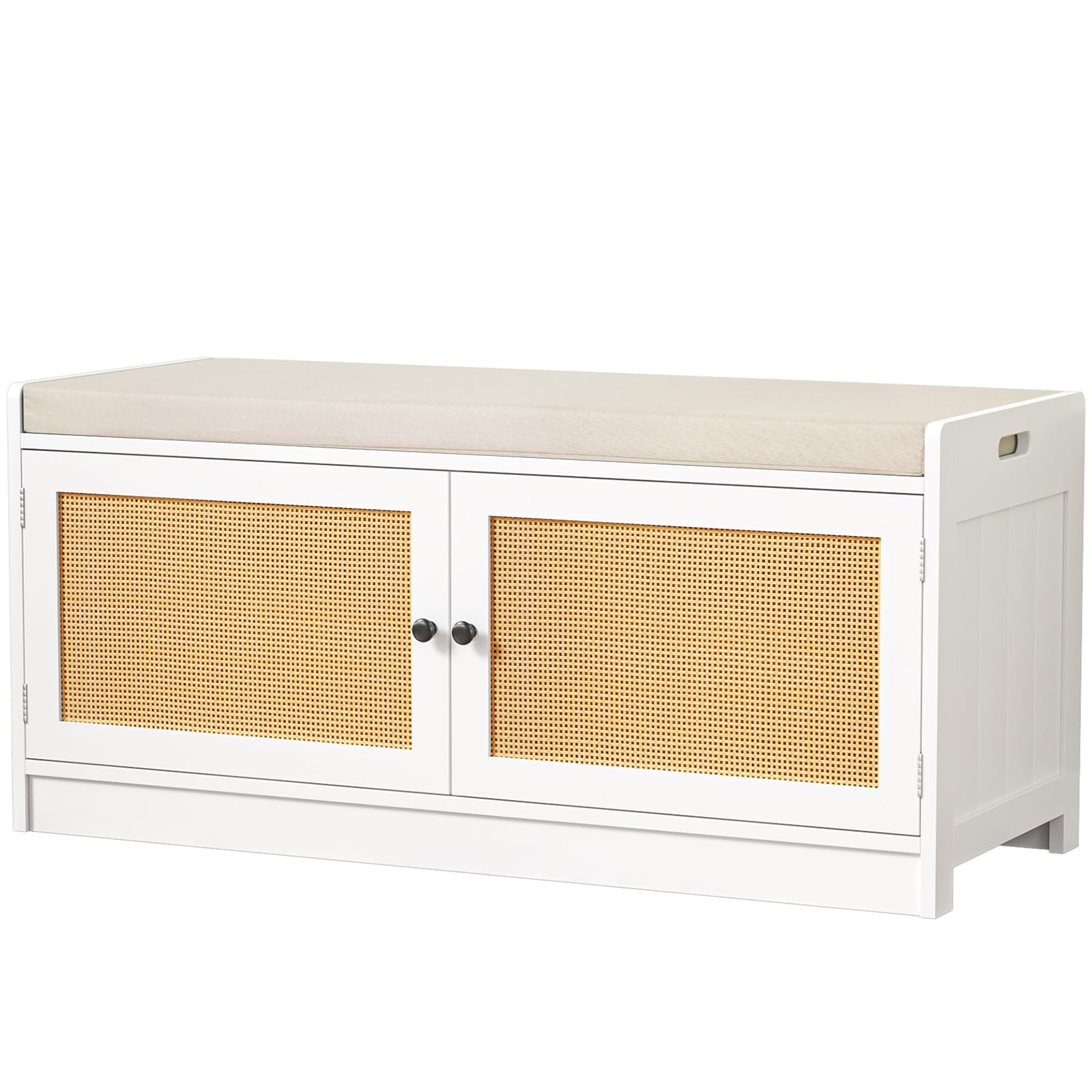 Meuble Chaussure, Banc Chaussures entrée avec Coussin Confortable, Rangement Chaussure, Coffre de Rangement Étagère pour Étroit Bois Laqué