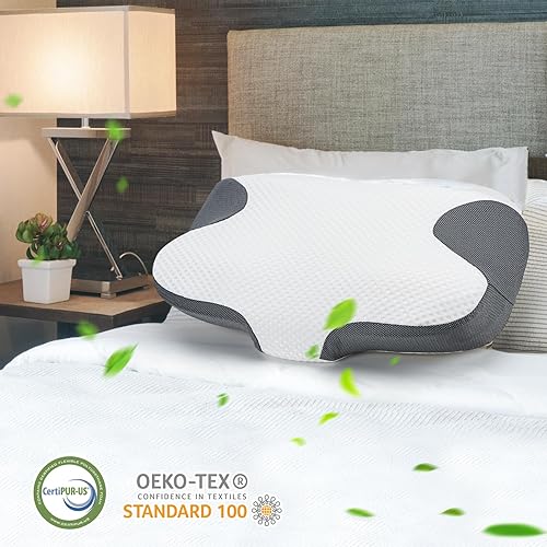 Miniatura 7 de Almohadas cervicales de espuma viscoelástica ortopédica de contorno de espuma viscoelástica para aliviar el dolor, soporte para dormir, diseño