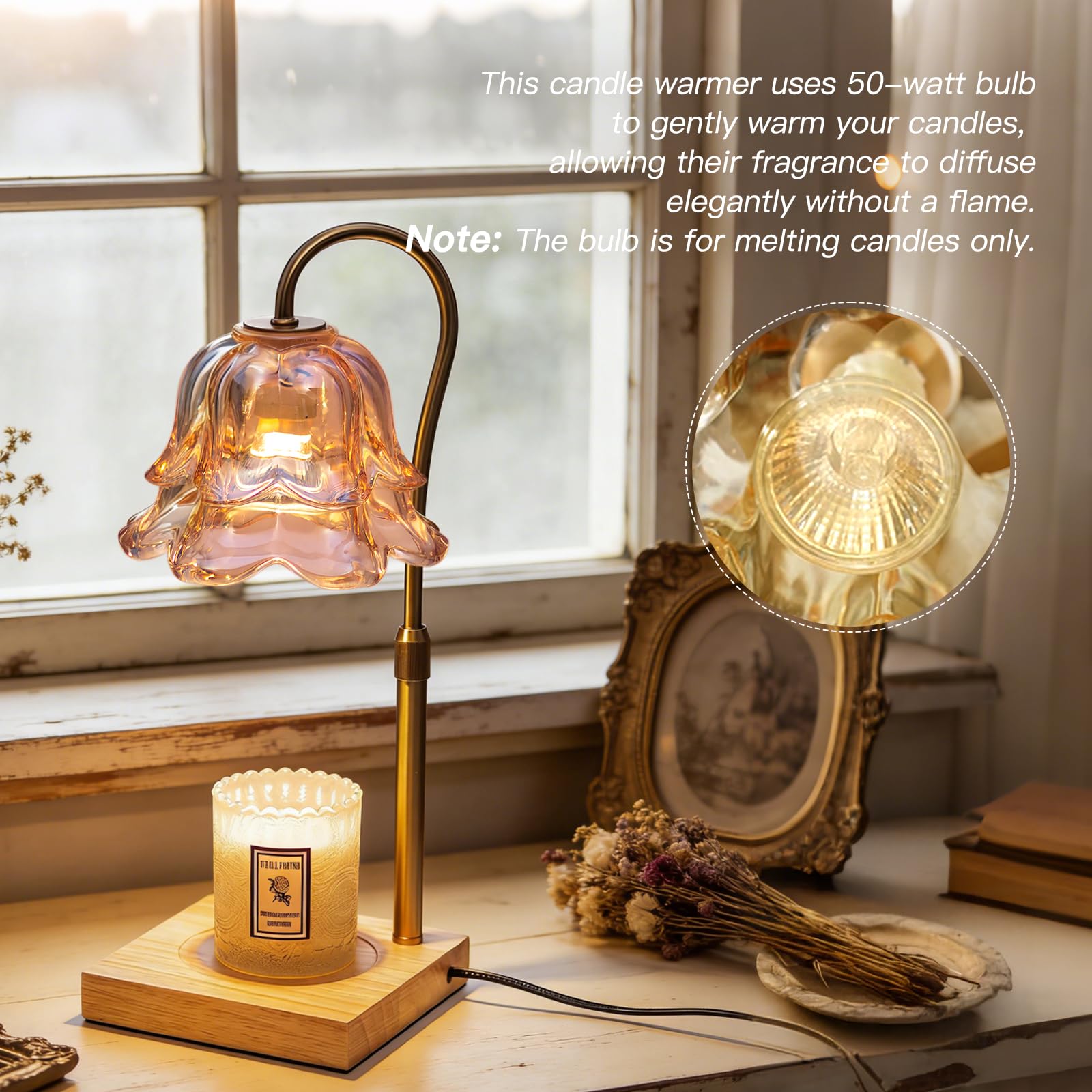 Candle Warmer Lamp Calentador de Velas: Candle Warmer Lámpara de Fragancia Eléctrica Lámpara de Vela Regalos para Mujeres Mejor Amiga