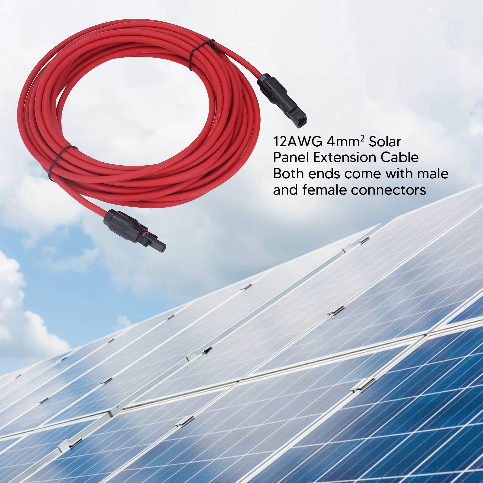 Cavo di prolunga per pannello solare 2 pezzi 12 AWG 4 mm², cavo di prolunga adattatore solare con connettore femmina maschio, cavo per pannello solare ignifugo IP68 per ambienti (10 m/32,8 piedi)