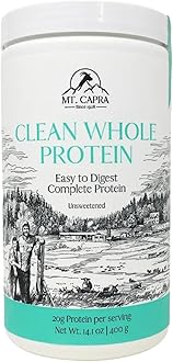 Mt. Capra Clean Whole Protein | Grass-Fed Goat Protein with Whey and Casein Protein | No Bloat, Build and Maintain Muscle, 20 g Protein per Serving, No Sweeteners | 13 Servings - 400 g