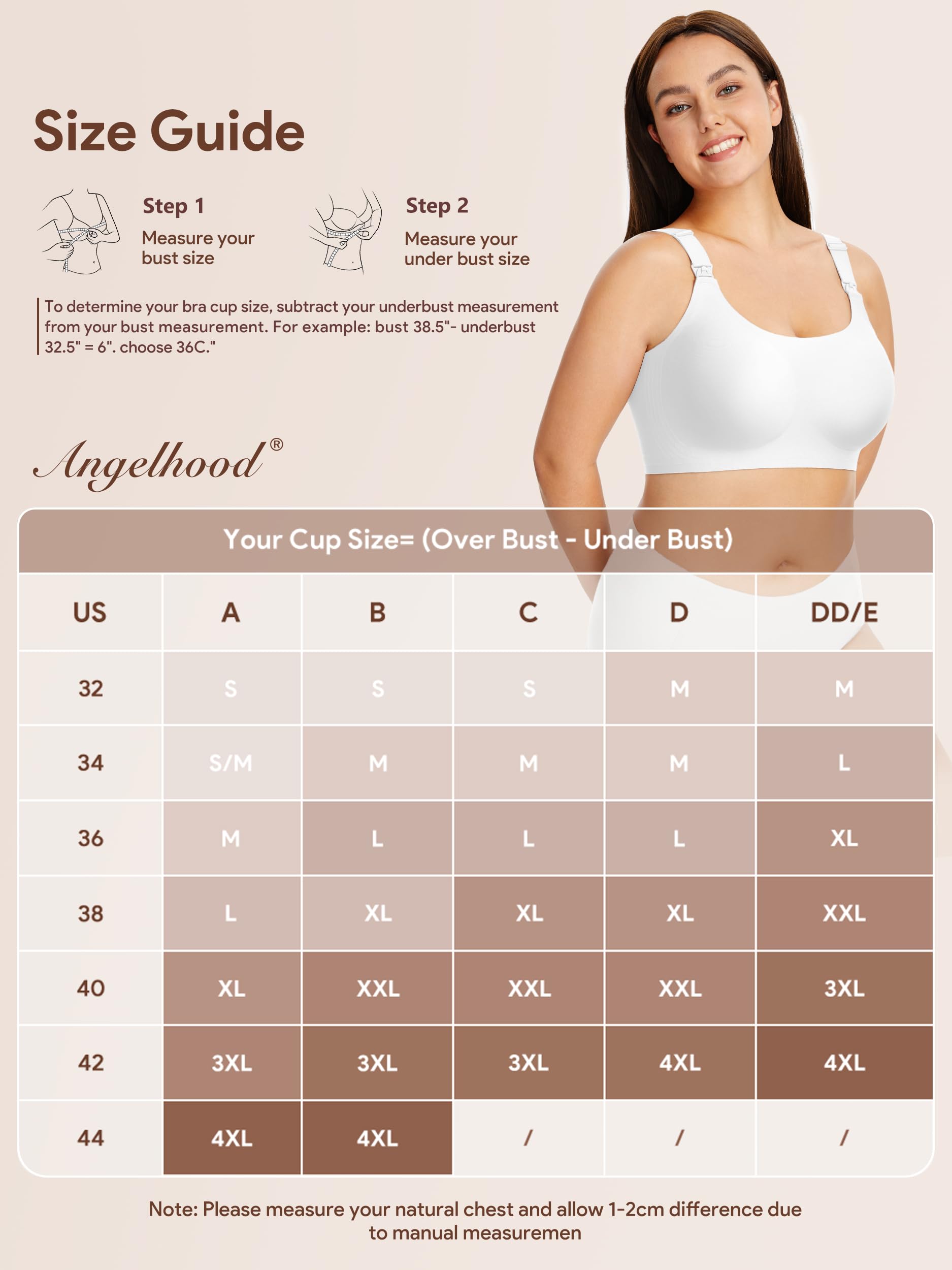 Angelhood Brasier de lactancia sin costuras para mujer, sin varillas, cobertura completa, brasier de lactancia con extensor extra