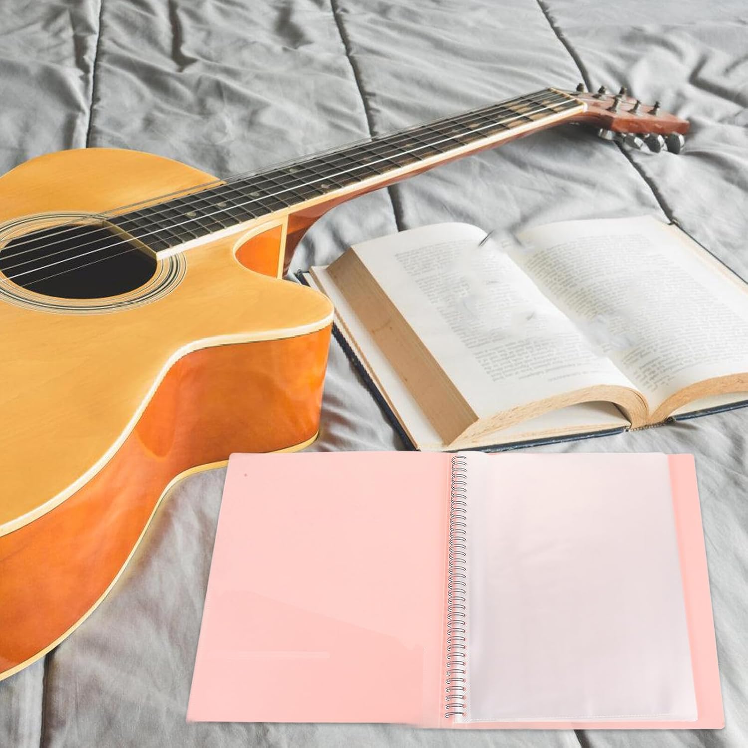 2pcs A4 Thick Sheet Music Folder with 40 Sheets 80 Sides, Pink and Light Green Document Pocket Folders for Musicians’ Score Storage and Document Organization