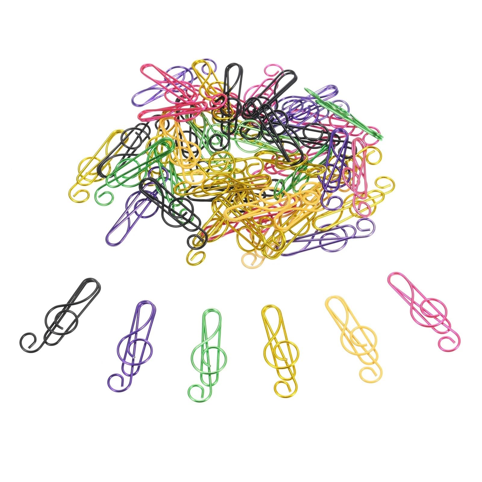 100 trombones mignons en forme de notes musique, marque-pages multicolores métal for les mélomanes et cartes d'invitation Pour Fichiers,Papeterie