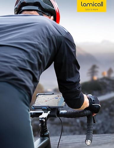 Miniatura 28 de Lamicall Soporte de teléfono para motocicleta, compatible con cámara, con bloqueo de 1s, abrazadera para manillar, clip de teléfono para bicicleta