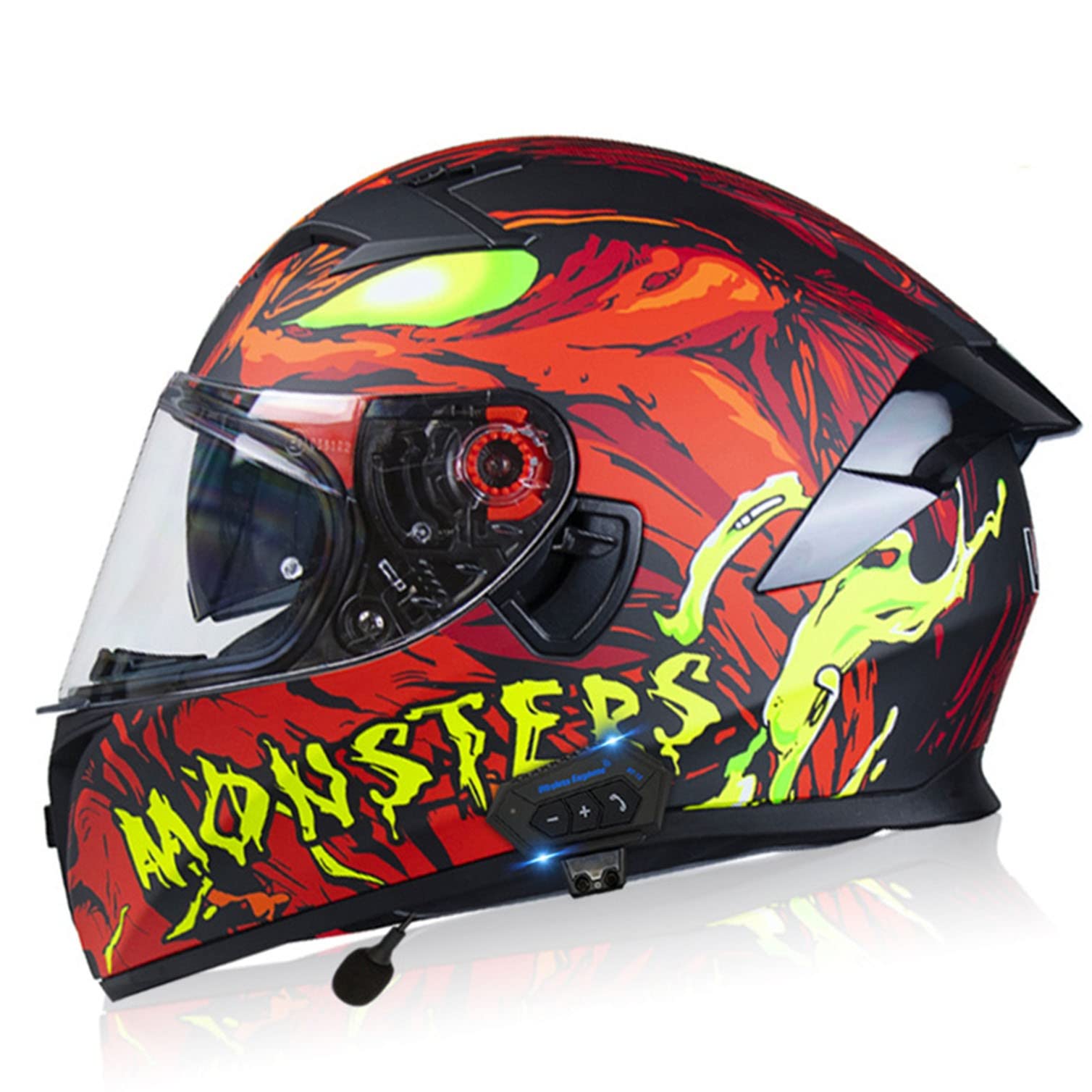 Casque de moto intégral Bluetooth anti-collision certifié ECE avec double miroir - 7