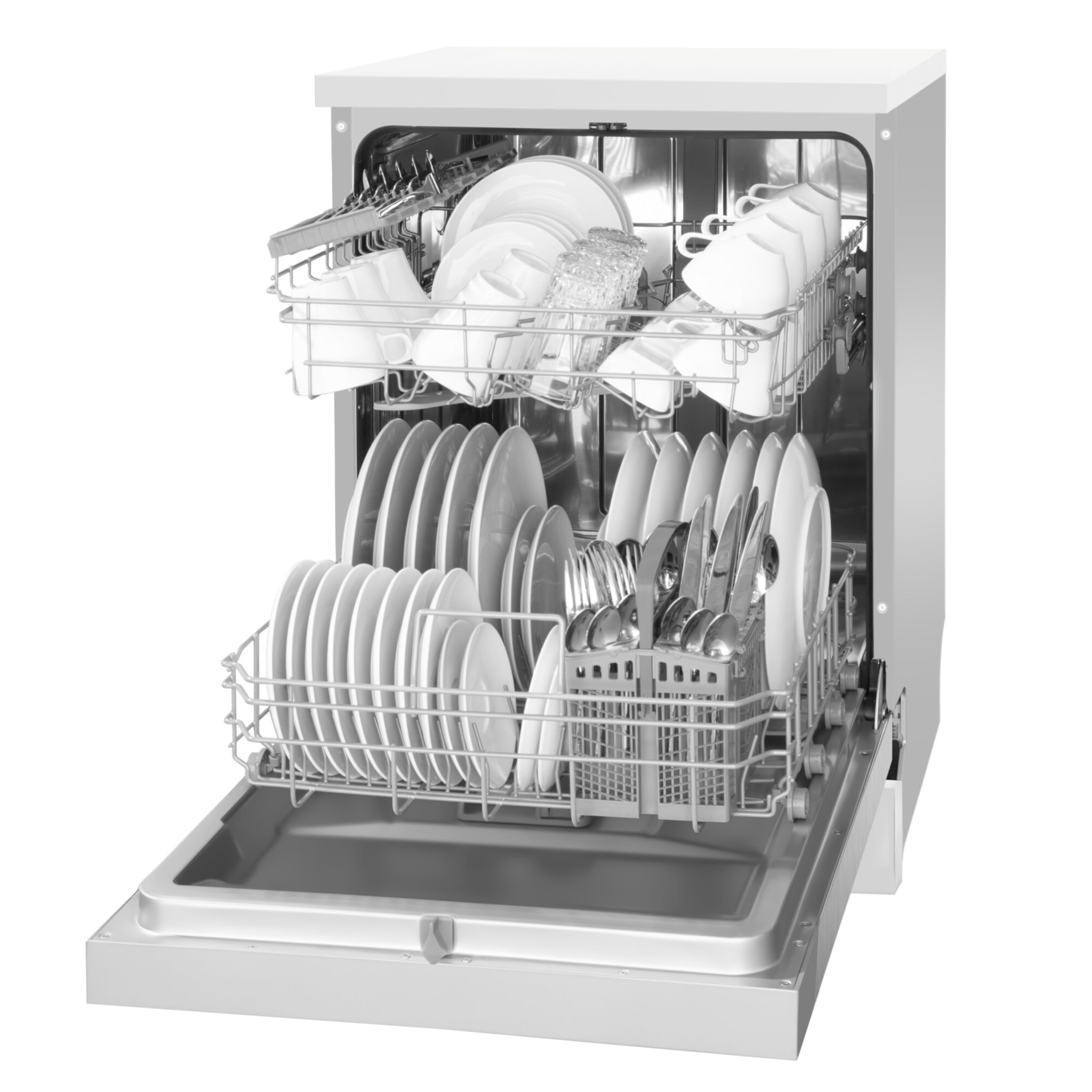 Amica Einbau Geschirrspüler 60 cm 13 Maßgedecke Silber EGSPU 513 911 E | 6 Programme, Höhenverstellbarer Oberkorb, Halbbeladung, Startzeitvorwahl, AquaStopp, OpenDry Türöffnung