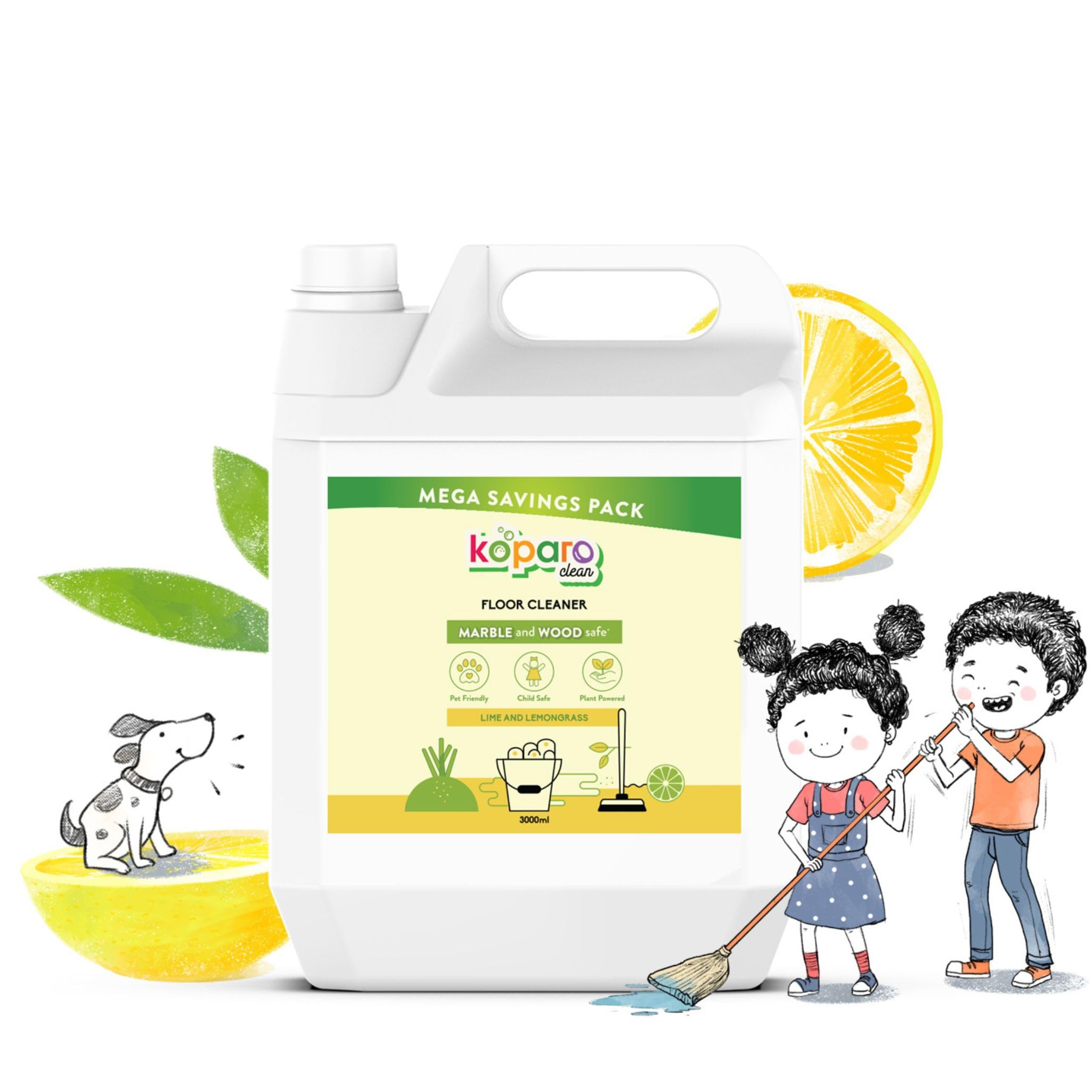 Koparo Natural Floor Cleaner Liquid | 3 Litres | Lime & Lemongrass | Tile & Marble Cleaner | Organic & Non-Toxic | Skin Safe, Baby Safe & Pet Friendly (B0D5N79SLL) Amazon Price History, Amazon Price Tracker