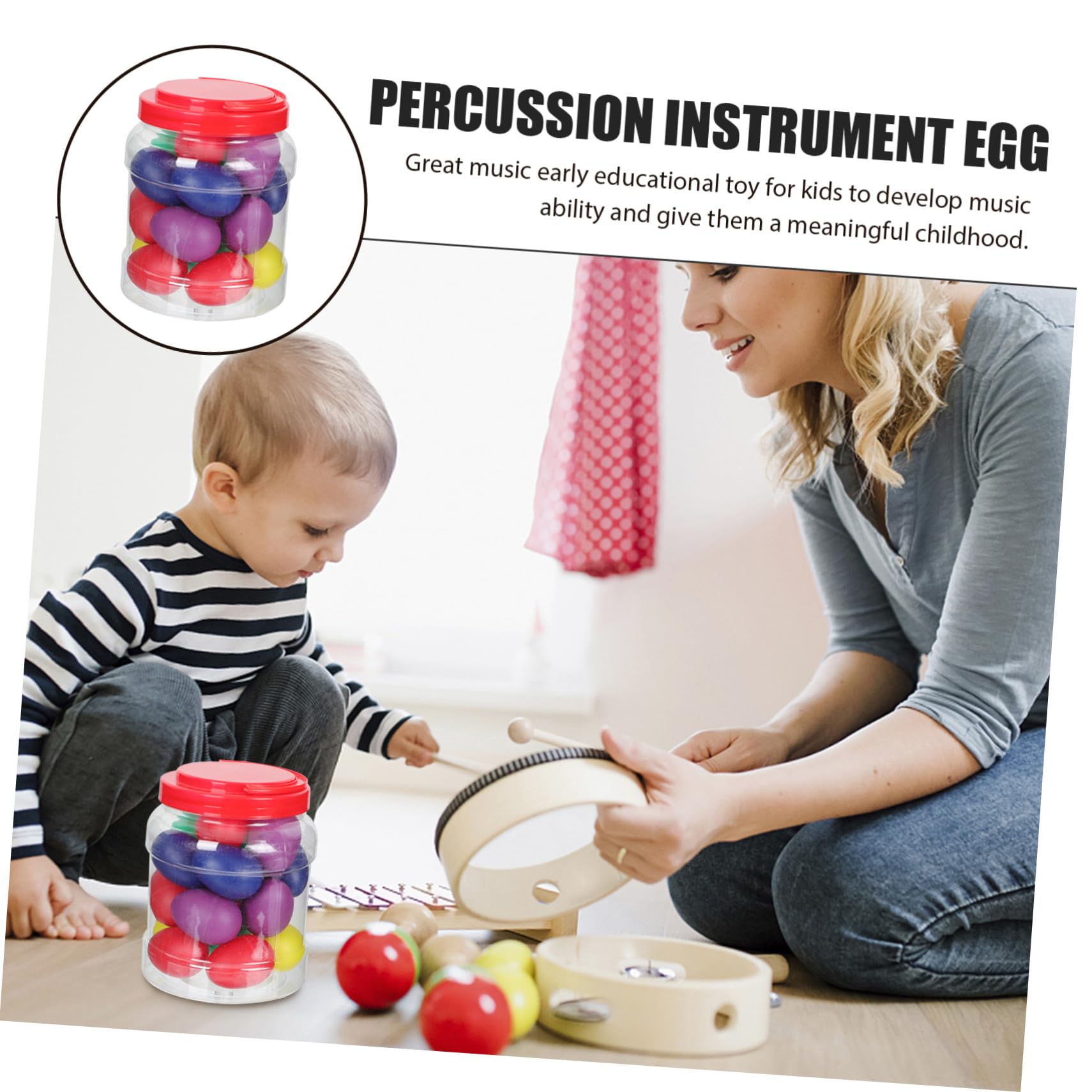 SUPVOX 20 Uova Musicali Maracas in Plastica Strumenti Musicali Percussioni per Ragazzo Ragazza Superficie Liscia Portatile Educazione Precoce e Festa Colore Casuale