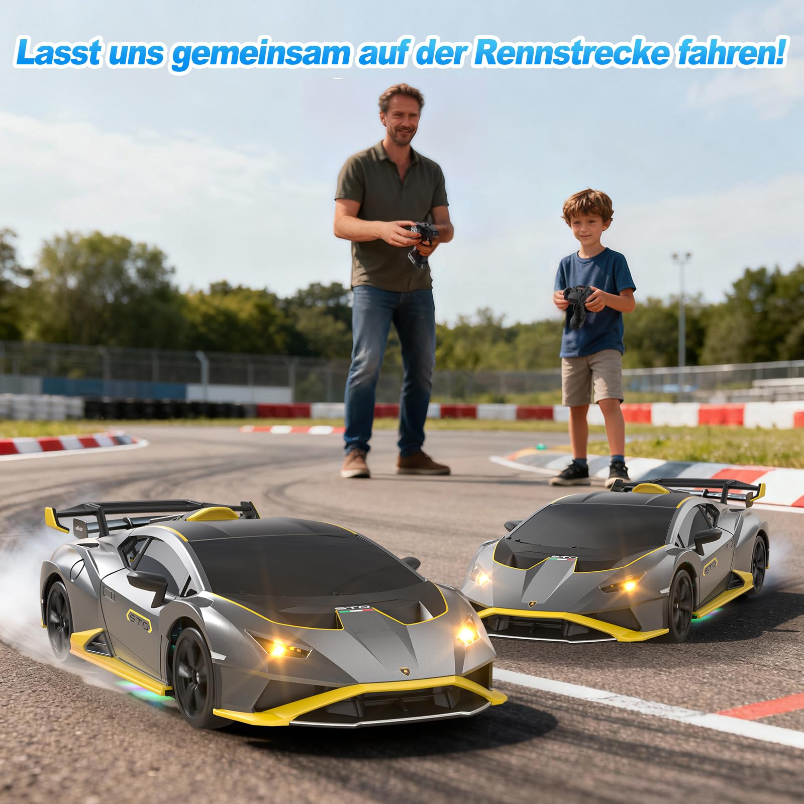 Lamborghini Ferngesteuertes Auto ab 6-12 Jahre, 1:24 RC Drift Auto 25KM/H | 4WD Vollproportionale Drosselklappe, Einstellbare Geschwindigkeit und Lenkwinkel, Spielzeug Geschenke Jungen 6 7 8 9 10 11 12