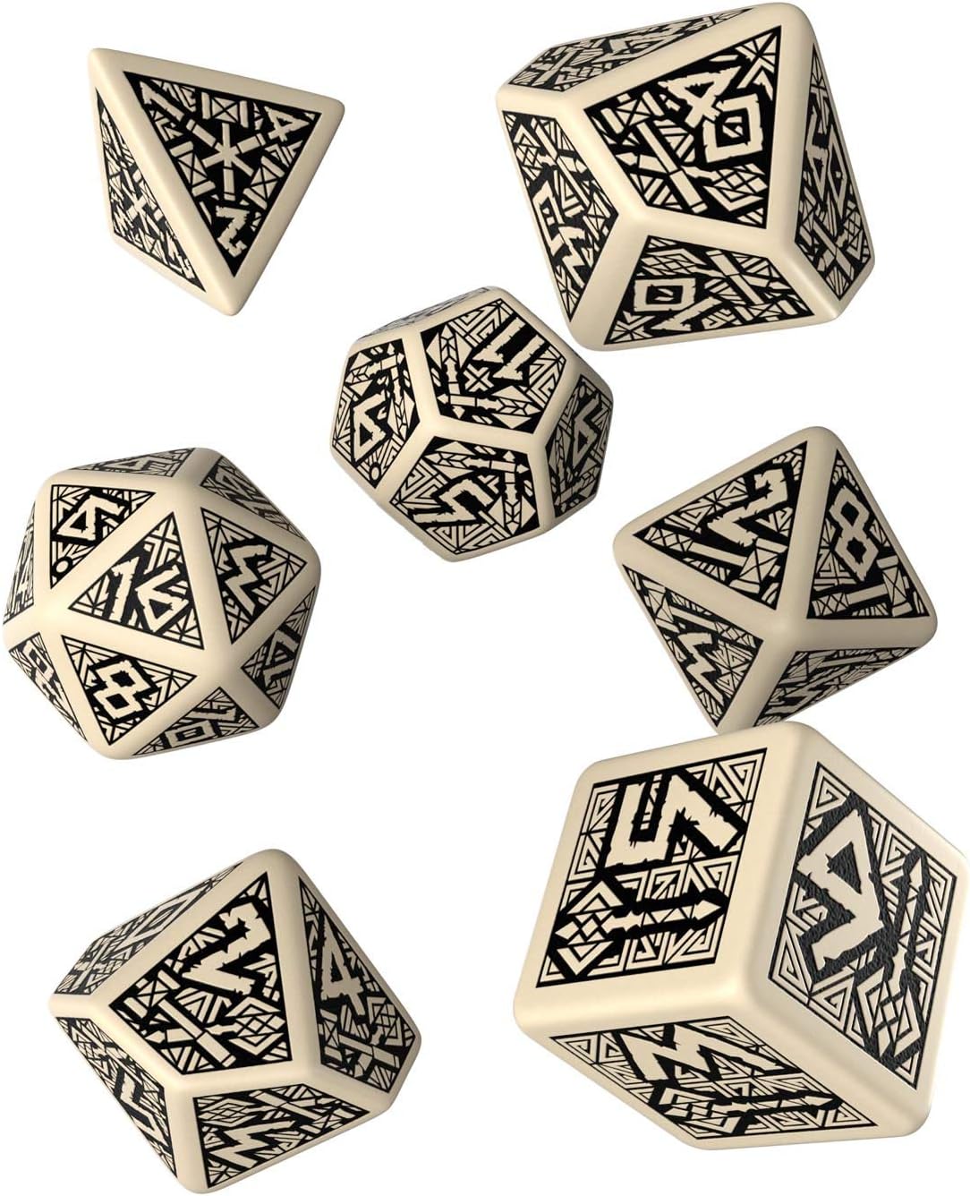 Q Workshop Dwarven Dice Beige/Black (7) Board Game