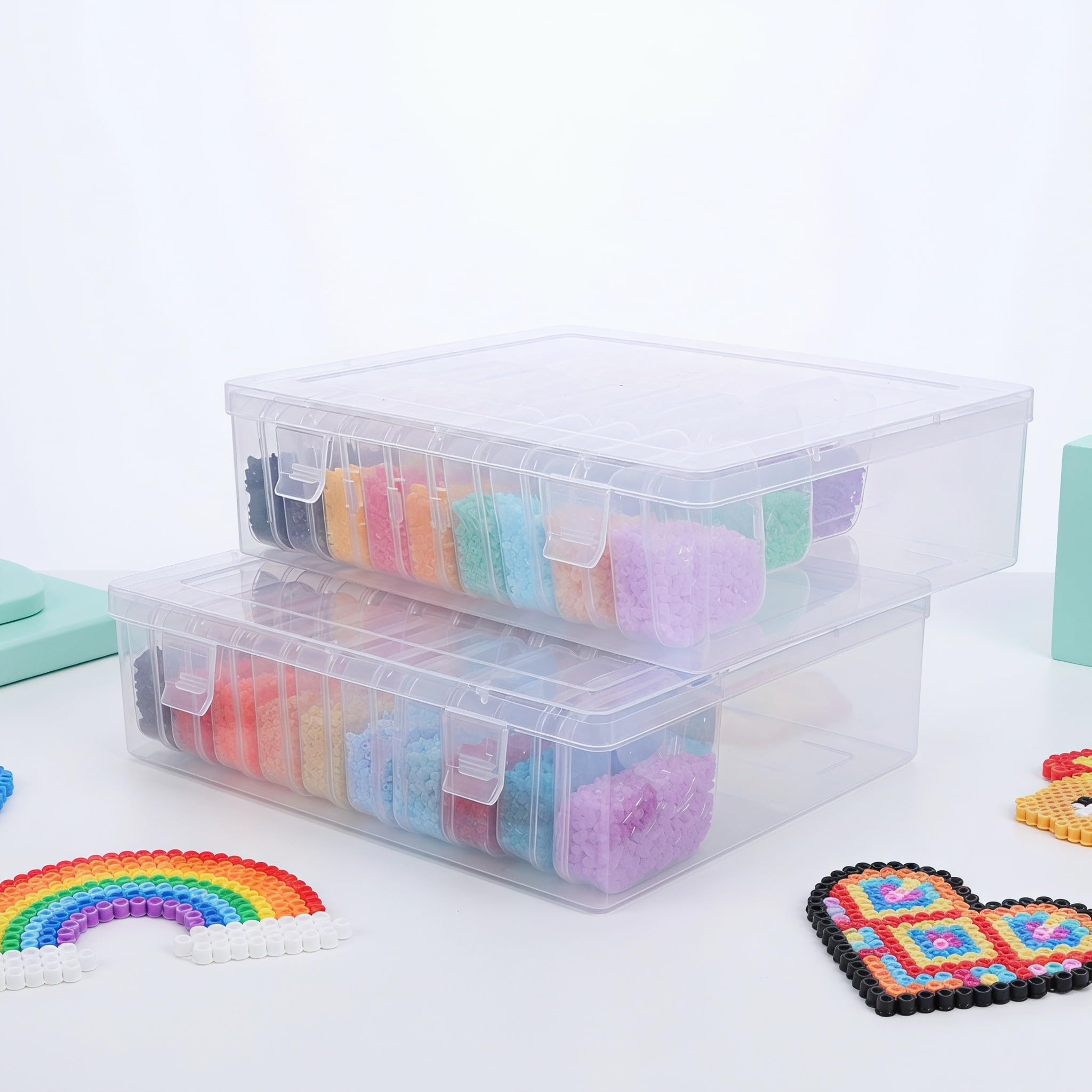Lurrose Kit de perles à repasser (1 boîte) - 2,6 mm, 48 couleurs, recharge pour loisirs créatifs avec étiquettes de couleur, idéal pour les projets artistiques sur plaque perforée, fournitures