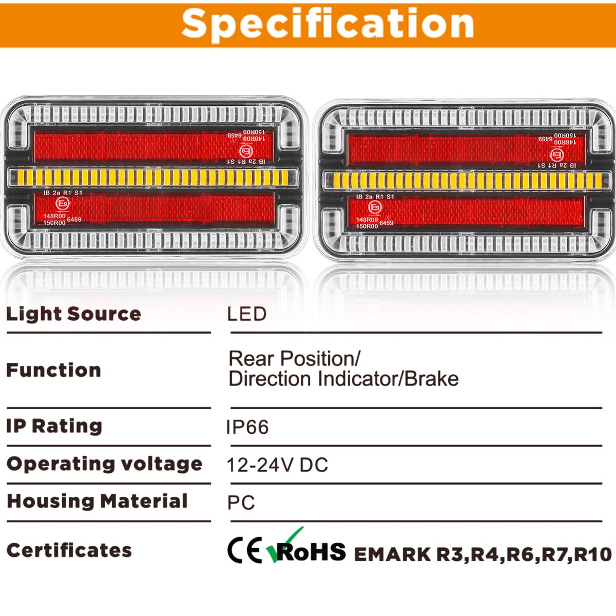 2xAnhänger Rückleuchten Led 4Funktion 12/24v Beleuchtung Anhänger Lichter Wasserdicht