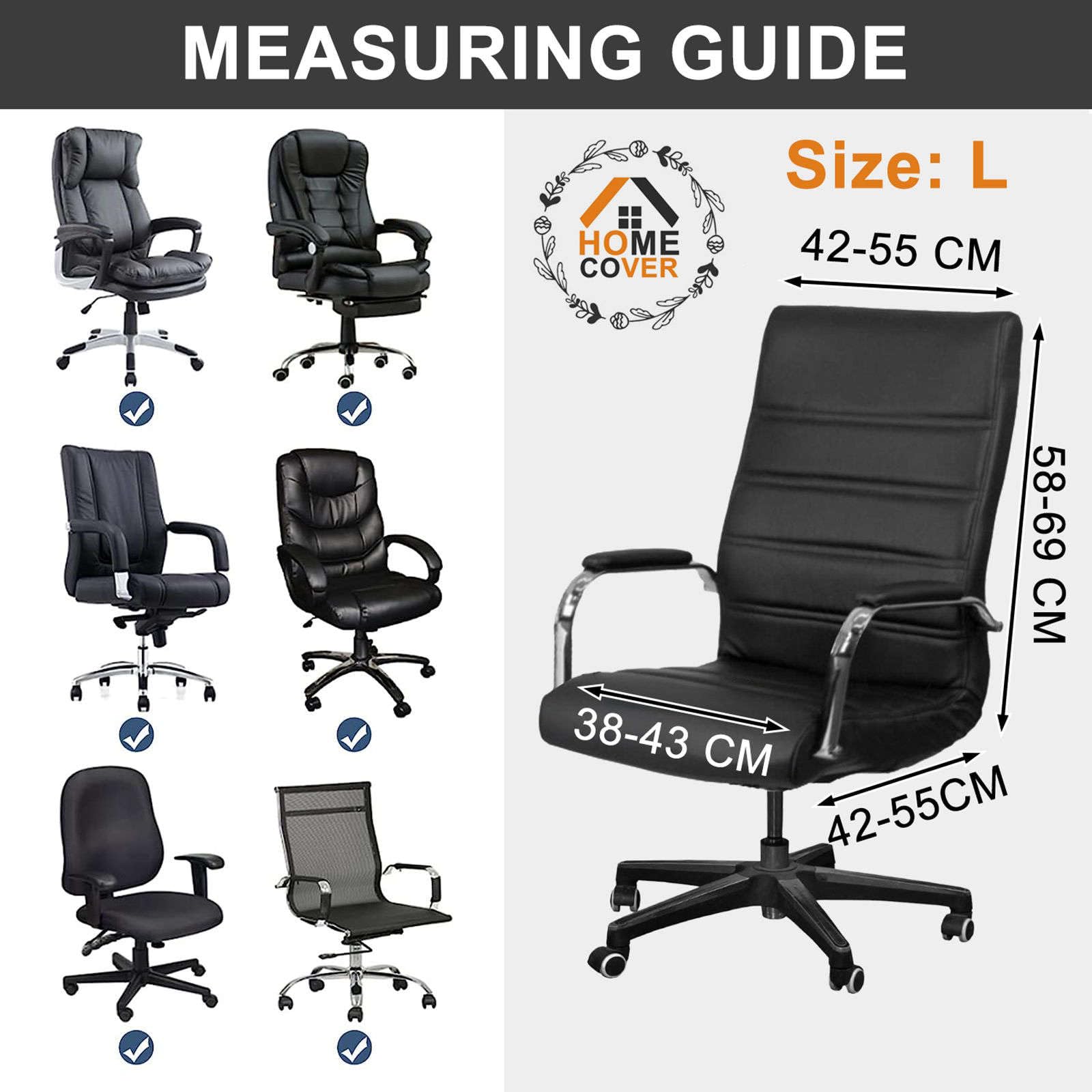 HOMECOVER Stretch Office Chair Covers Waterproof - Image 3
