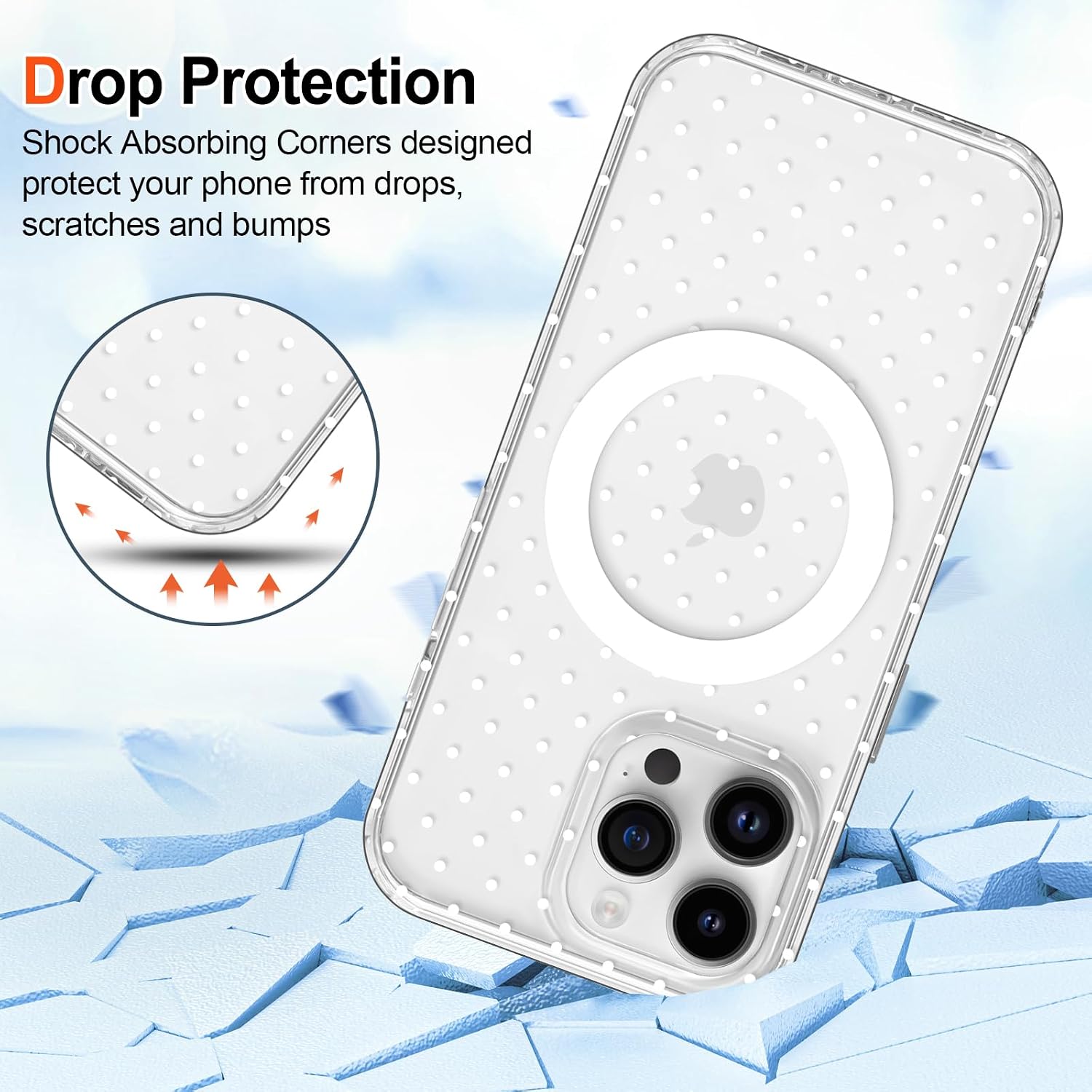 Hython for iPhone 13 Pro Case Cute Polka Dot Aesthetic Design Simple Cover 6.1", Thin Slim Anti-Scratch Soft TPU Bumper Shockproof Rubber Protective Phone Cases Women Girls - Magnetic Clear thumbnail