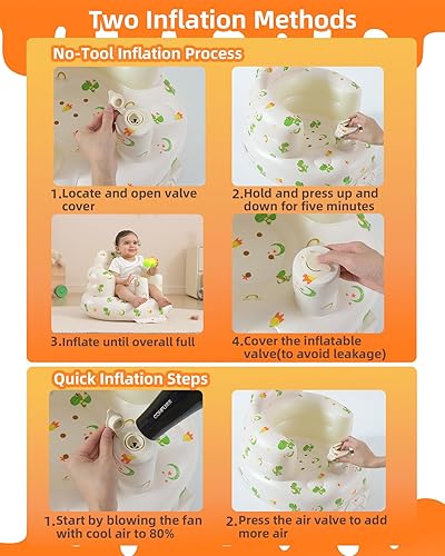 Miniatura 6 de Asiento de bebé inflable para bebés de 3 a 36 meses, silla de bebé con bomba de aire integrada, asiento de piso para bebé, asiento de Bumbo para