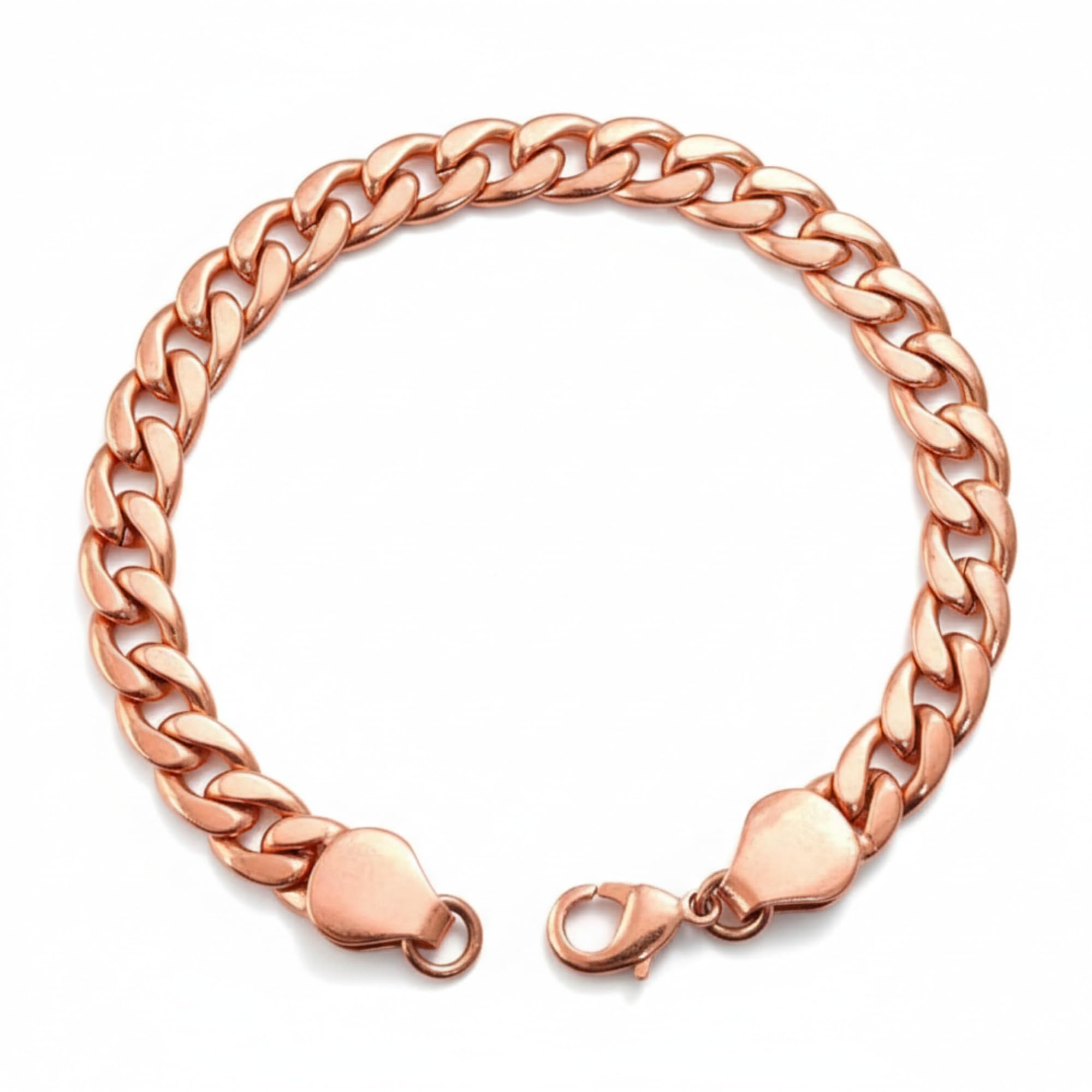 Pure Copper Link Bracelet with Lobster Clasp 9 Inch Long Solid Copper Statement Jewelry Set Gift for Women & Men