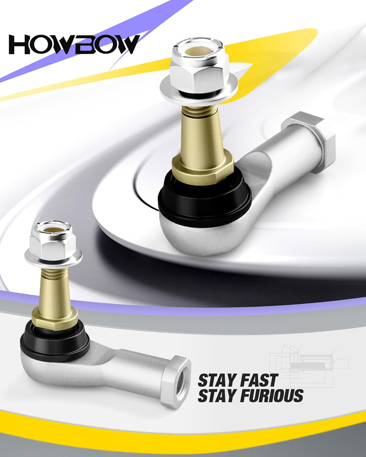 HOWBOW Tie Rod End for EZGO TXT, 2PCS Golf Cart Ball Joint Accessories Right and Left On Steering Gear Fits 2001-UP EZGO TXT Electric & Gas, OEM# 70902-G01 70902-G02 for Driver & Passenger Side