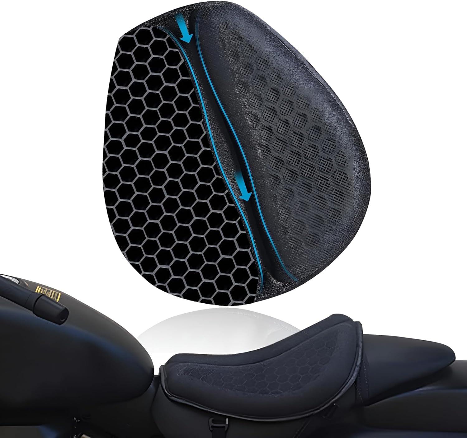 Bike Gel Seat Cushion, Bike Accessories for Long Ride, Tailbone Pain Relief Cushion Bike Cover, 3D Honeycomb Structure for Shock Absorption - Perfect Bike Modification, Riding Accessories