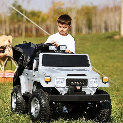 Miniatura 7 de Joywhale - camión de juguete para niños de 24V, de 2 plazas, 4WD, con licencia Toyota Land Cruiser FJ40, camioneta eléctrica alimentada con batería,