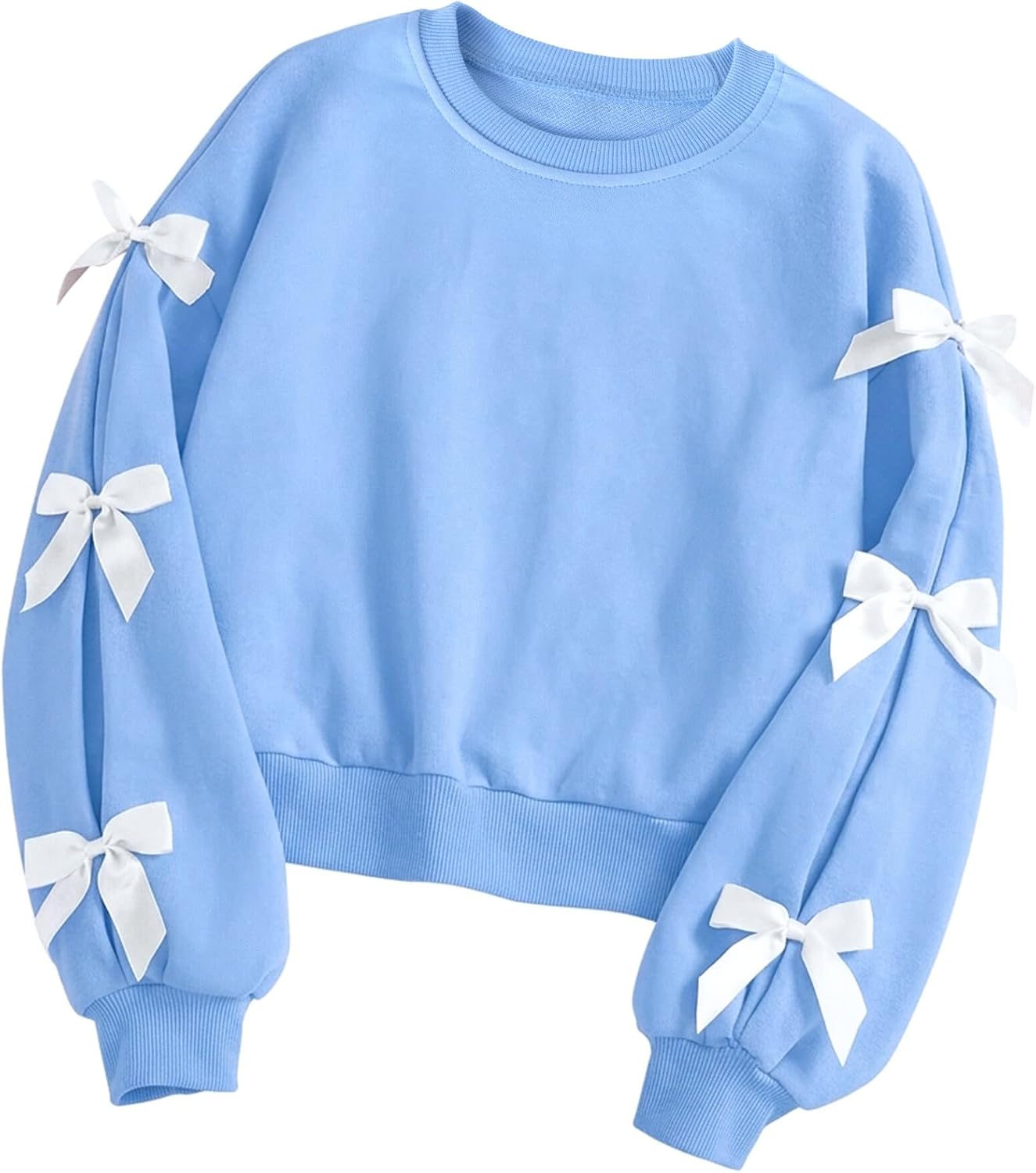 Girls Bow Sweatshirt Crewneck Long Sleeve Pullover Top