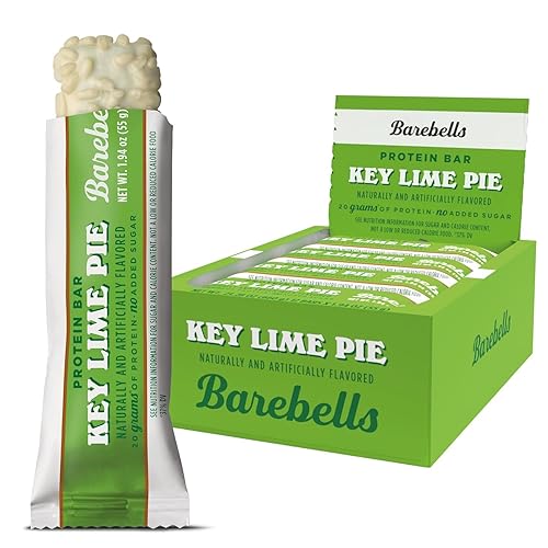 Barebells Protein Bars Key Lime Pie - 12 bars, 20g High Protein Treats - White Chocolate Nutrition Bar with 1g Total Sugars - On-The-Go Breakfast or Post-Workout Snack - Key Lime Pie - 12 Count (Pack of 1)