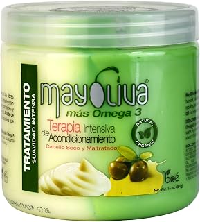 Mayoliva Plus Omega 3 Intense Softness Hair Treatment - Deep Conditioning Therapy for Dry and Damaged Hair - With Mayonnaise, Olive Oil, and Omega 3 - Restores Moisture and Shine – 16 oz