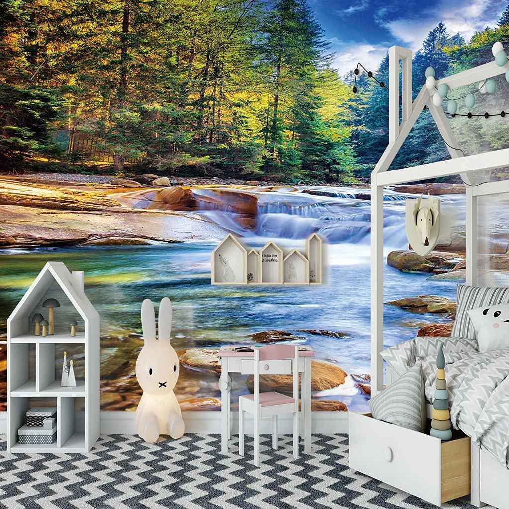 Papel Pintado Mural 3D Paisaje Del Arroyo Del Bosque Papel Pintado Mural 3D Papel Pintado De Pared Carteles De Pared Pegatina De Pared Borde Autoadhesivo Ladrillo Baño Dormitor 200(ancho)x150(alto) cm