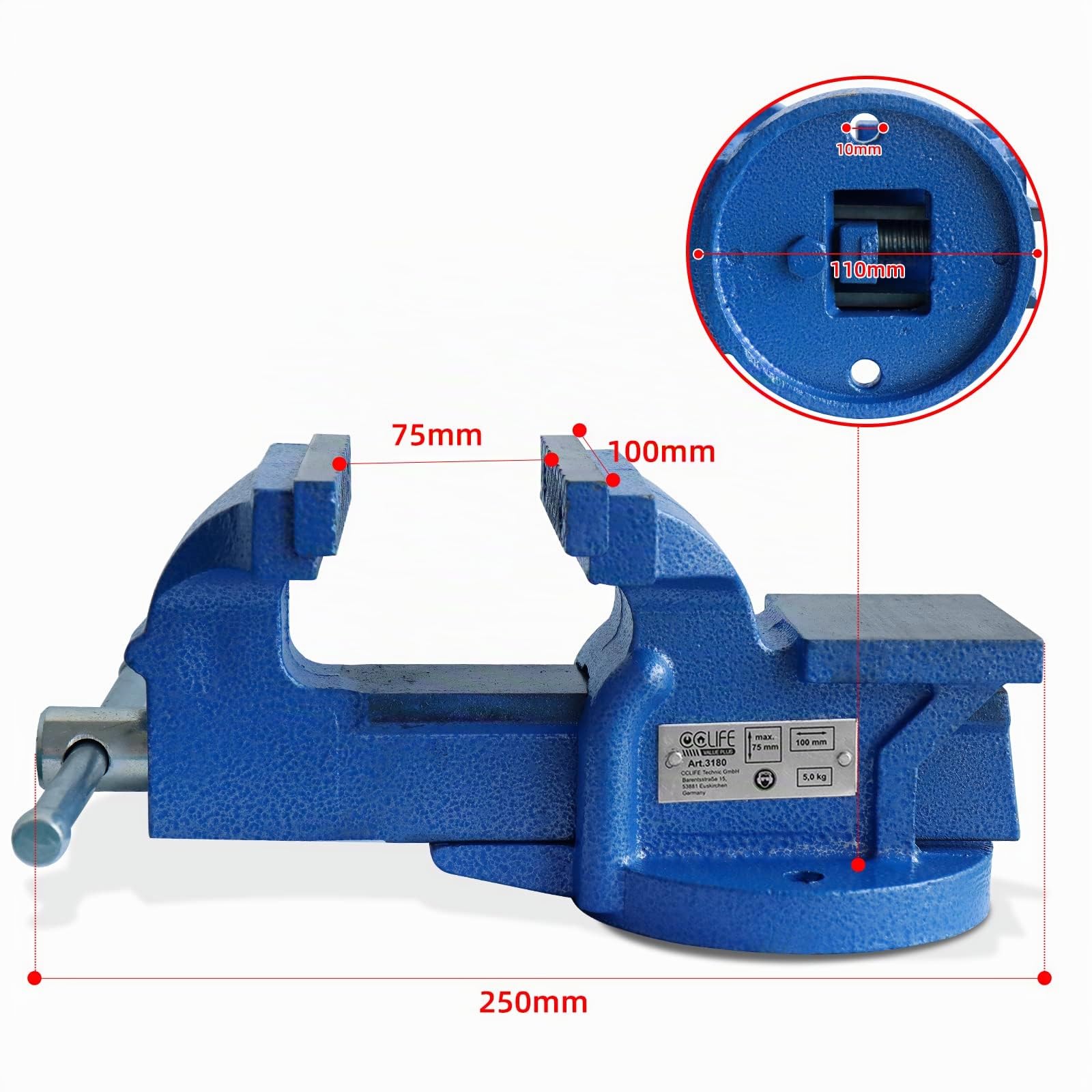 CCLIFE Tornillo de Banco 100mm/125mm Tornillo para Banco de Trabajo