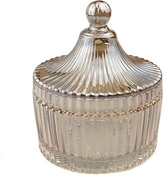 Ericotry 220ml Tent Shaped Crystal Glass Candy Jar with Lid