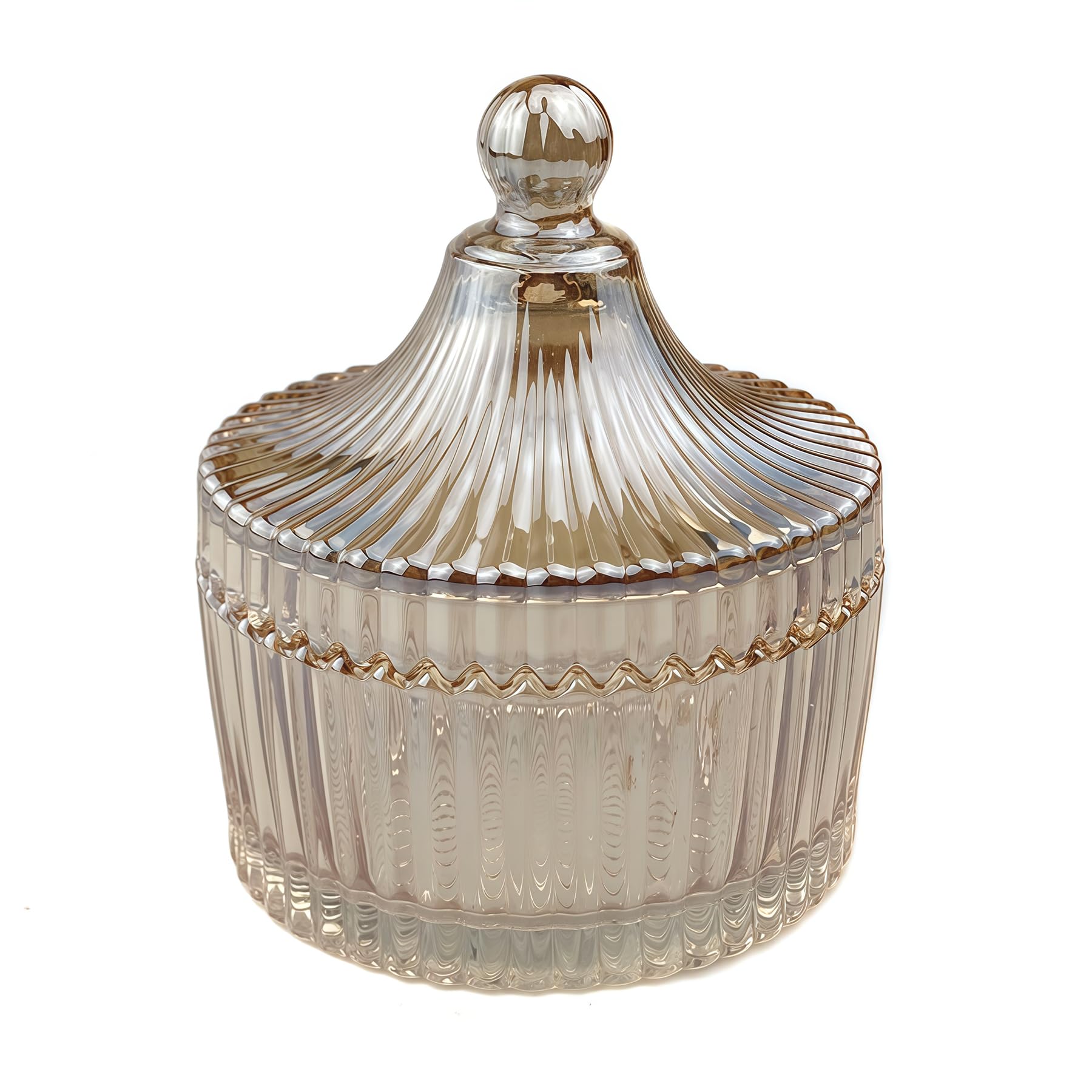 300ml/10oz Elegant Crystal Candy Jar with Lid Decorative Candy Dish Bowl Tent Shaped Glass Biscuit Jar Wedding Candy Buffet Container Boxes of Glass for Home Office Desk Gift