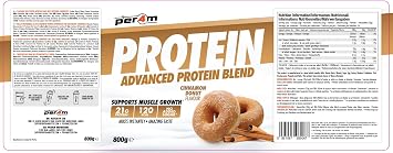 Per4m Advanced Protein Blend | 20g-21g of Protein per Serving | Whey Concentrate, Milk Protein Concentrate, Micellar Casein, Egg White Protein and Whey Isolate (800g, Cinnamon Donut)