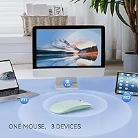 Vista 3 de TENMOS M18 Bluetooth Mouse, USB C Rechargeable Wireless Mouse, Triple Mode (Dual Bluetooth+USB) Computer Silent Mice Portable with USB Receiver and