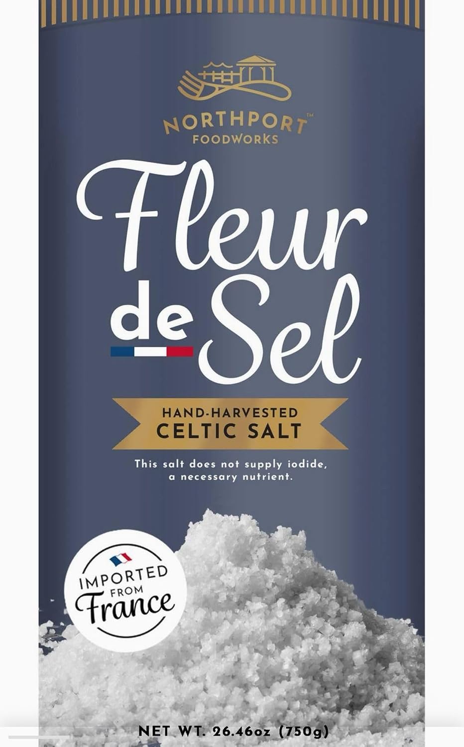 Fleur de Sel, Hand-Harvested Celtic Sea Salt from France, 26.46 oz