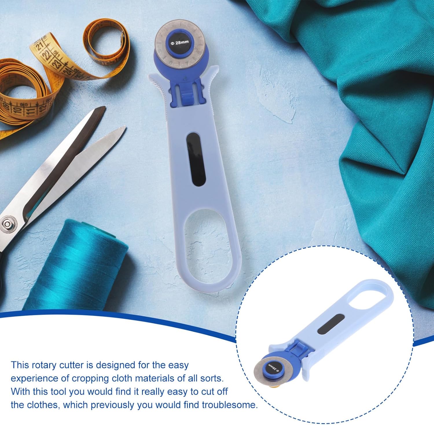 Uonlytech 1pc Cloth Patches Rotary Cutter Sky- Tailor Clipper Premium Cutting Wheel for Easy Cloth Material Cutting for Sewing and Craft Projects