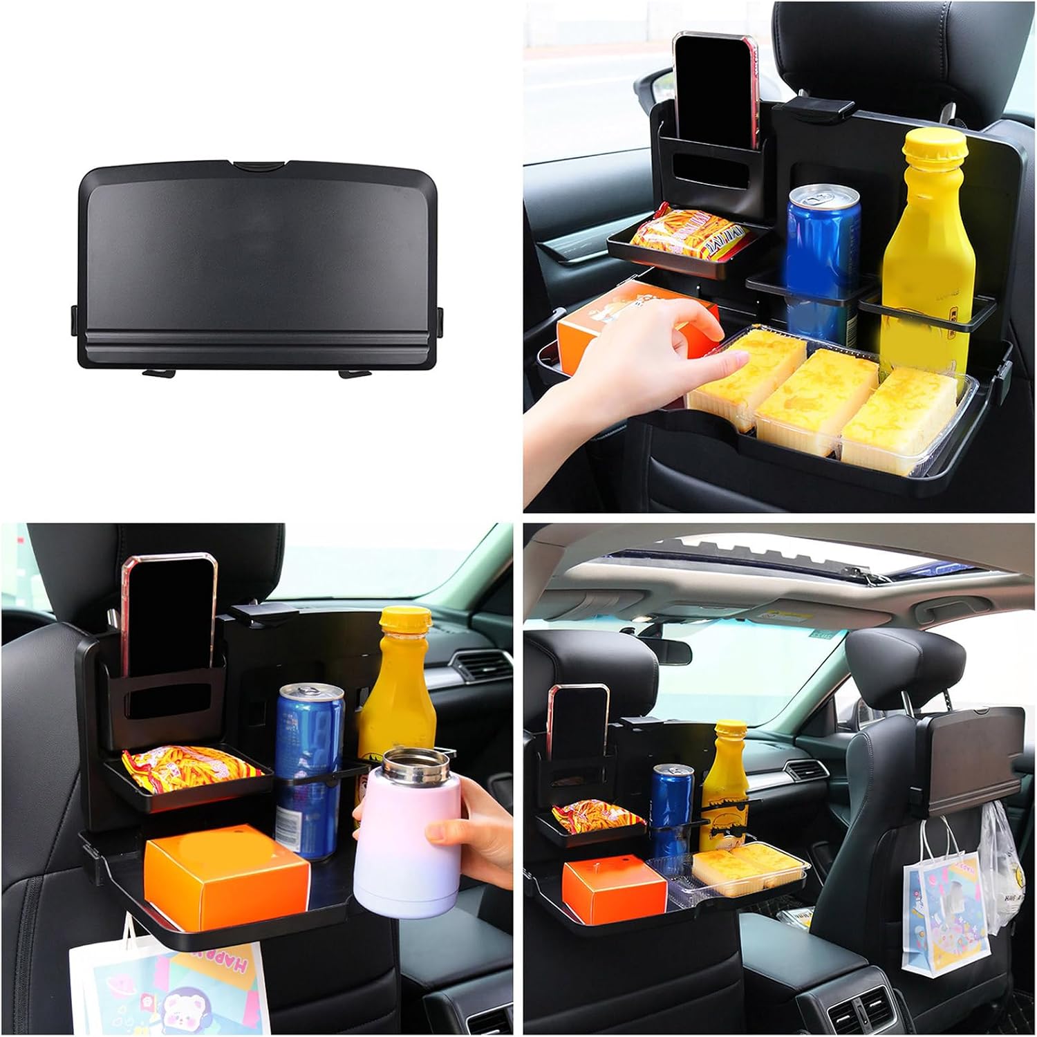 Multi-Functional Portable Foldable Car Backseat Tray Desk Car Vehicle Back Seat Tray for Food Water Cup Phone