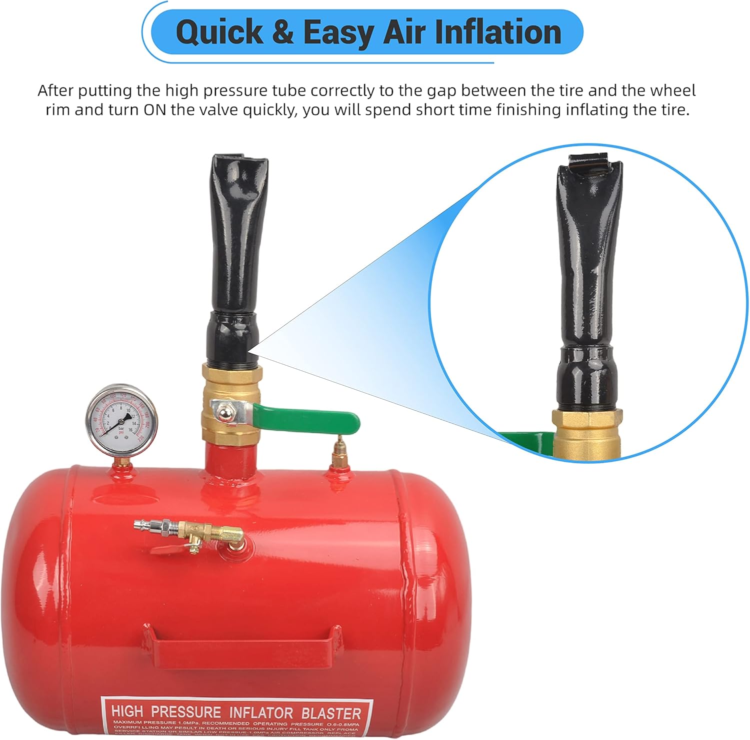 5 Gallon Air Tire Bead Seater 110 PSI Blaster Tool Seating Tire Inflator with Gauge by GESEXI - Car Truck ATV Tire Inflator Tank,Red