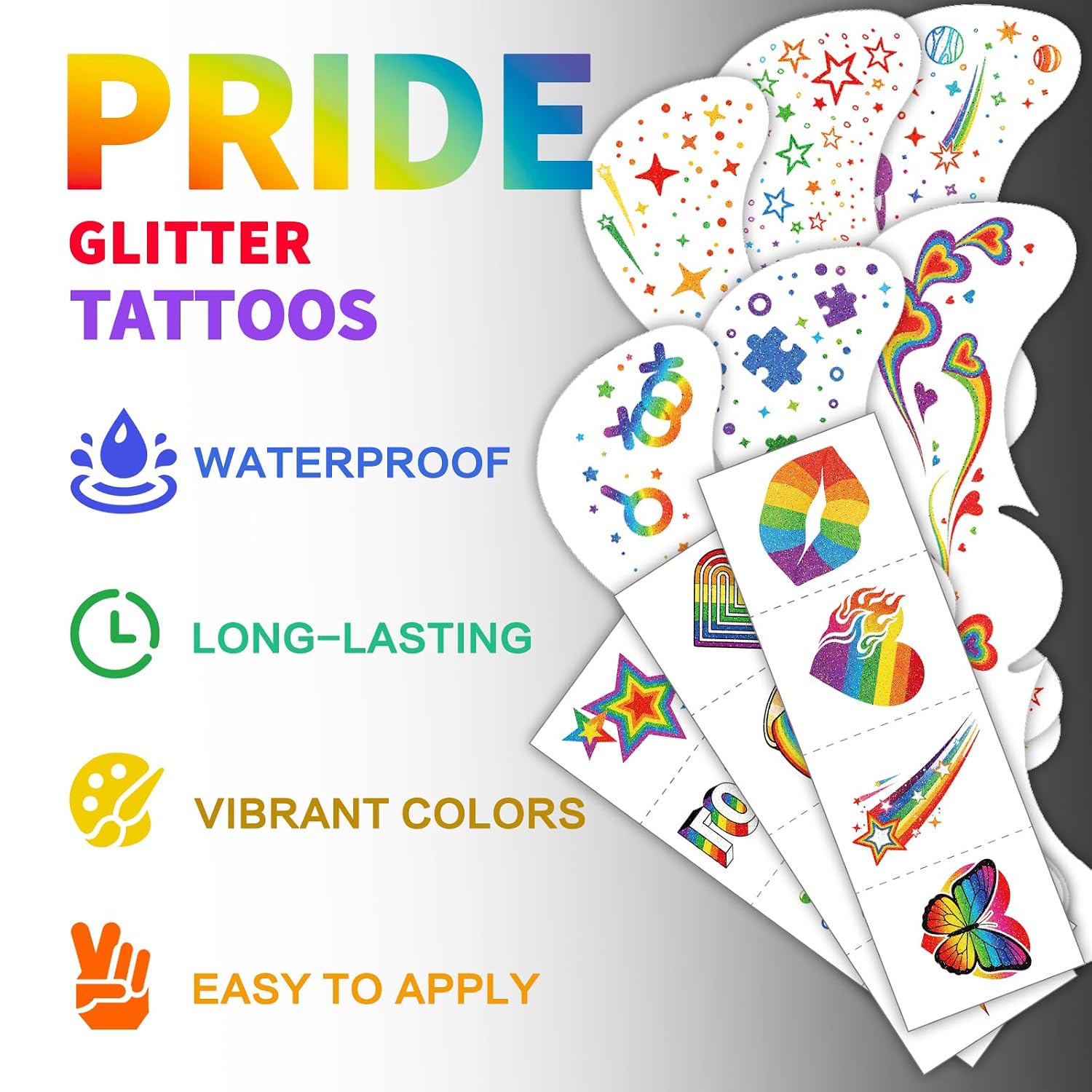 Glitter Rainbow Pride Freckles Face Tattoos for Unisex Adults image 3