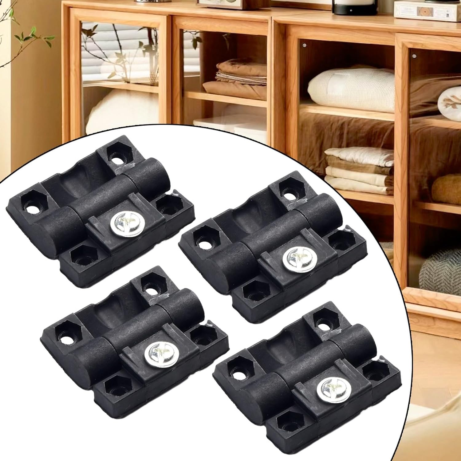 Black Buffer 4 Pack, Adjustable Torque Hinge Plastic Position, Control Damping Cabinet Replacement, Free-Stop Door Friction Lid Support
