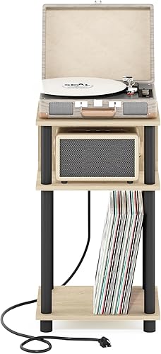 Miniatura 8 de Furinno Just Mesa auxiliar de almacenamiento abierta Turn-N-Tube de 3 niveles con puerto de carga USB y tipo C, 11.42 pulgadas de ancho x 9.92