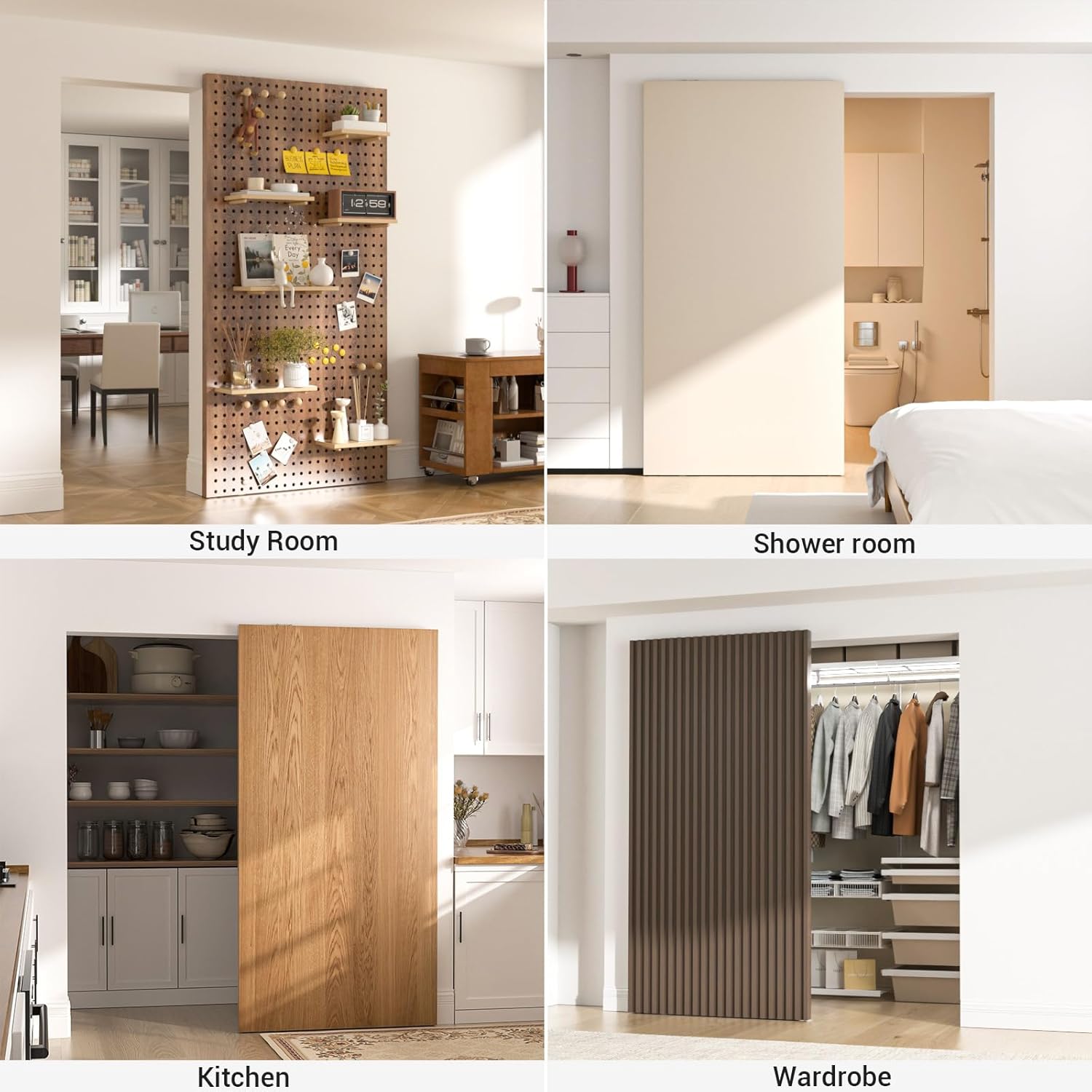 38" Concealed Sliding Barn Door Hardware with Soft Close Mechanism,Aluminum Hidden Barn Door Hardware Kit,Wall Mount no Floor Track Fits Opening Width 25"-31"(Door not Included)