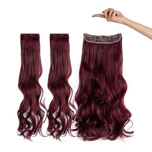 Miniatura 3 de Extensiones de cabello invisibles con halo mejorado con 3 piezas de diadema ajustable, largo, ondulado, extensiones de cabello rubio decolorado
