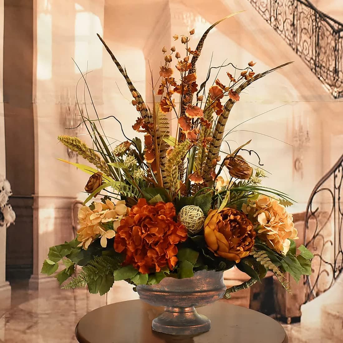 Rust Orchid and Hydrangea Silk Floral Centerpiece