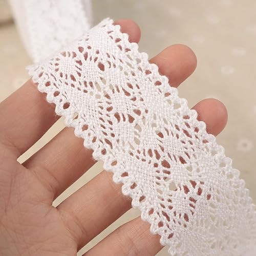 Miniatura 3 de Cinta de encaje blanco de 16 yardas de encaje de ganchillo para manualidades, envoltura de paquetes de regalo, decoración de boda nupcial,