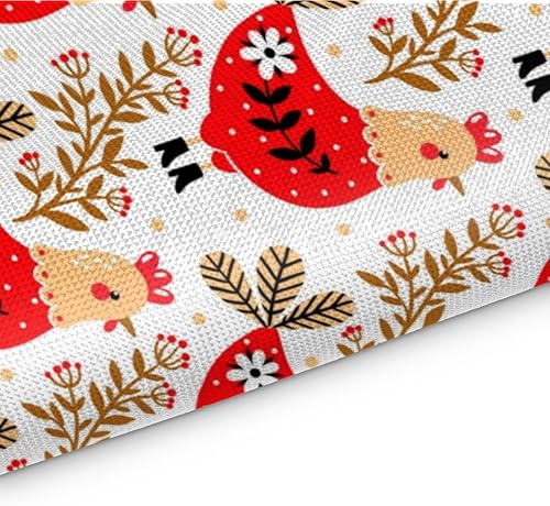 Miniatura 3 de Juego de 4 manteles individuales florales de gallinas de granja, lavables, impermeables, para decoración de mesa de comedor, 18 x 12 pulgadas