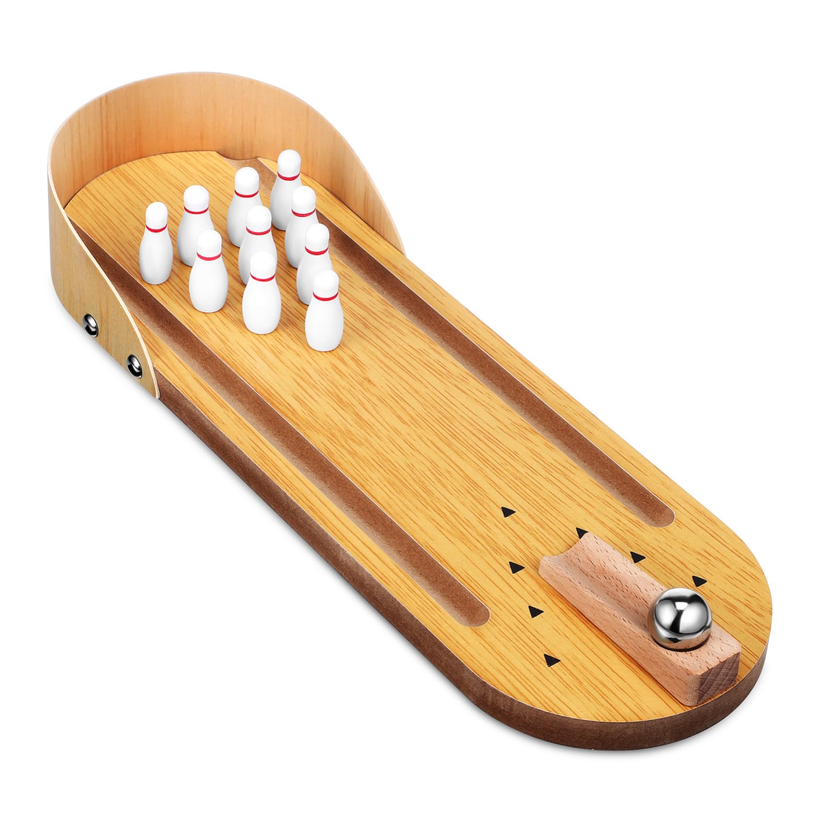 POPETPOP Tabletop Mini Bowling Game Set Boys and Girls Adults Home Bowling Set Wooden Indoor Party Game